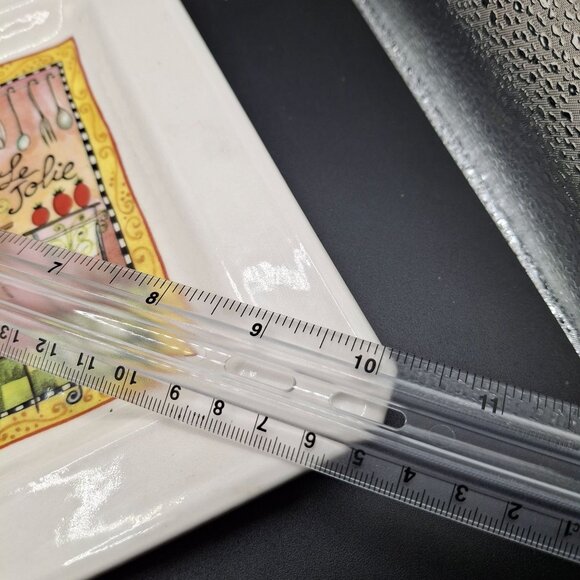 Le Jolie Cat Chef Menu Square Plate "7.75 x7.75" Made In Italy Replacement - Picture 4 of 5